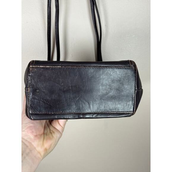 Vintage G.H. Bass Dark Brown Genuine Leather Tote Bohemian Cottagecore - Picture 12 of 16
